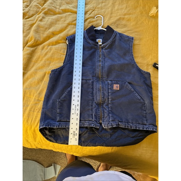 Vintage Y2K Carhartt V02 MDT Vest Mens XL Quilted Duck Canvas Workwear Blue USA - Picture 9 of 11